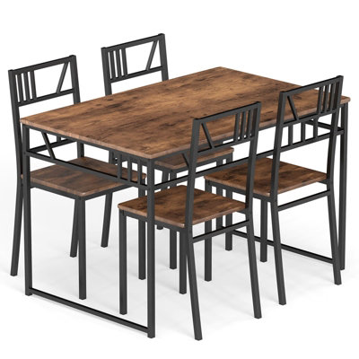 Costway 5 Pcs Dining Table Set Industrial-Style Kitchen Table & 4 ...