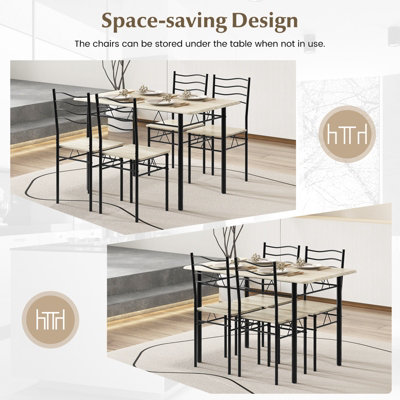 Costway 5 PCS Dining Table Set w/ Rectangular Tabletop Industrial ...