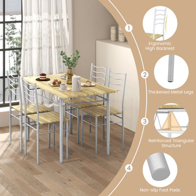 Costway 5 PCS Dining Table Set w/ Rectangular Tabletop Industrial ...