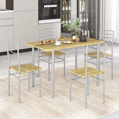 Costway 5 PCS Dining Table Set w/ Rectangular Tabletop Industrial ...
