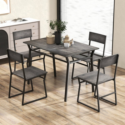 Costway 5 PCS Industrial Dining Table Set Rectangular Kitchen Table W ...