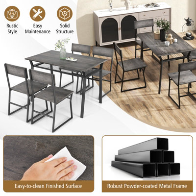 Costway 5 PCS Industrial Dining Table Set Rectangular Kitchen Table W ...