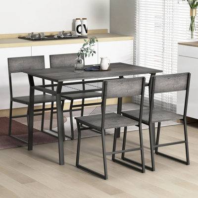 Costway 5 PCS Industrial Dining Table Set Rectangular Kitchen Table W ...