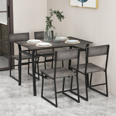 Costway 5 PCS Industrial Dining Table Set Rectangular Kitchen Table W ...