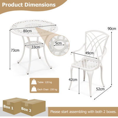 Costway 5 Peice Patio Dining Table Chairs Set Cast Aluminium Garden Bistro Furniture Set with Umbrella Hole - 3