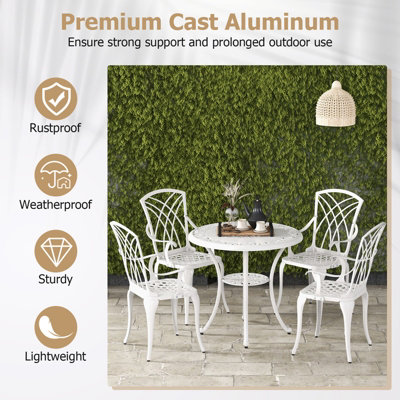 Costway 5 Peice Patio Dining Table Chairs Set Cast Aluminium Garden Bistro Furniture Set with Umbrella Hole - 6