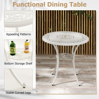 Costway 5 Peice Patio Dining Table Chairs Set Cast Aluminium Garden Bistro Furniture Set with Umbrella Hole - 9