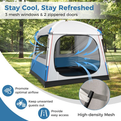 Costway 5-person Camping Tent Waterproof Portable Family Tent w/ Mesh Door - 5