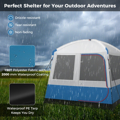 Costway 5-person Camping Tent Waterproof Portable Family Tent w/ Mesh Door - 6
