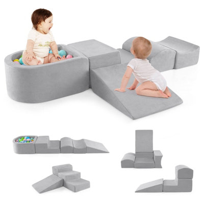 COSTWAY 5-Piece Climb and Crawl Playset Soft Climbing Blocks with