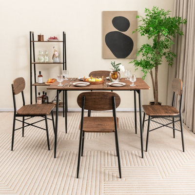 Costway 5 Piece Dining Table Set Rectangular Table & 4 Chairs Kitchen ...