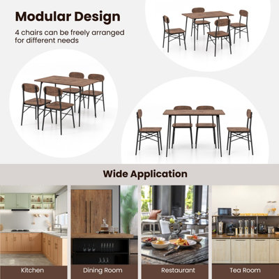 Costway 5 Piece Dining Table Set Rectangular Table 4 Chairs Kitchen Wooden Furniture