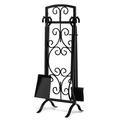 Costway 5 Piece Fireplace Tool Set Fire Place Accessories with Easy-To-Grab Handles