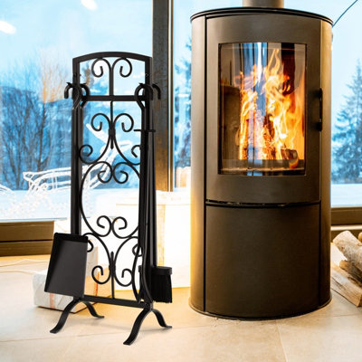 Costway 5 Piece Fireplace Tool Set Fire Place Accessories with Easy-To-Grab Handles - 3