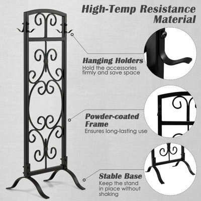 Costway 5 Piece Fireplace Tool Set Fire Place Accessories with Easy-To-Grab Handles - 8