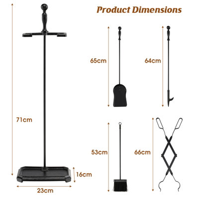 Costway 5-Piece Fireplace Tools Accessories Set Wood Stove Kit Poker Tong Brush Shovel