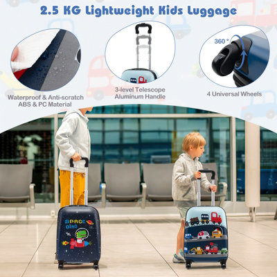 Costway 5 Piece Kids Luggage Set Carry-on Children Rolling Suitcase Set w/ Backpack - 5