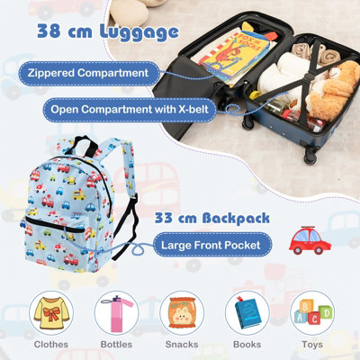 Costway 5 Piece Kids Luggage Set Carry-on Children Rolling Suitcase Set w/ Backpack - 6