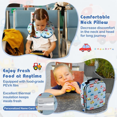 Costway 5 Piece Kids Luggage Set Carry-on Children Rolling Suitcase Set w/ Backpack - 7