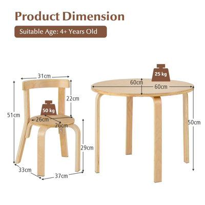 Costway 5-Piece Kids Table and Chair Set Children Wooden Activity Table ...