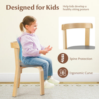 Costway 5-Piece Kids Table and Chair Set Children Wooden Activity Table 4 Curved Chairs - 7