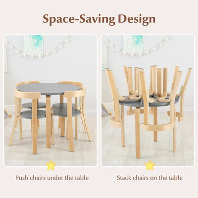 Costway 5-Piece Kids Table and Chair Set Children Wooden Activity Table 4 Curved Chairs - 8
