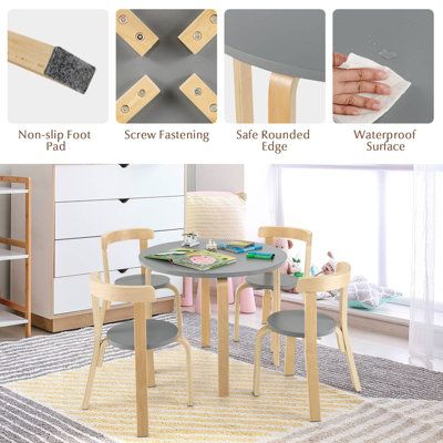 Costway 5-Piece Kids Table and Chair Set Children Wooden Activity Table 4 Curved Chairs - 9
