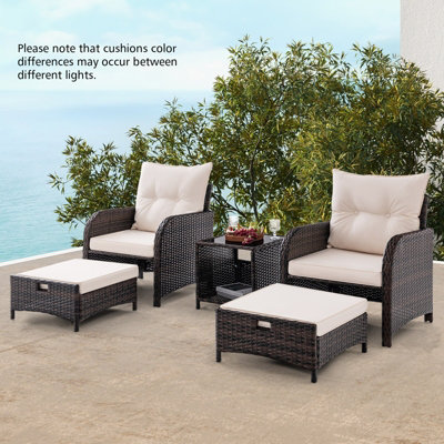 Costway 5 Piece Patio Conversation Set Outdoor Rattan Sofa Set w/ Cushions - 5