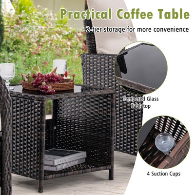 Costway 5 Piece Patio Conversation Set Outdoor Rattan Sofa Set w/ Cushions - 7