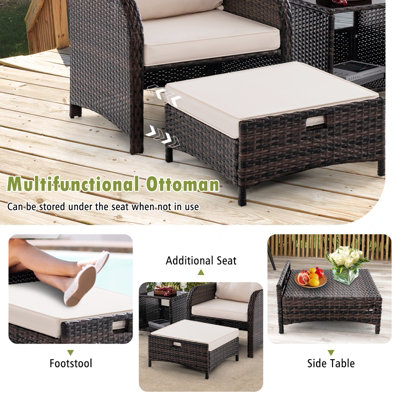 Costway 5 Piece Patio Conversation Set Outdoor Rattan Sofa Set w/ Cushions - 8