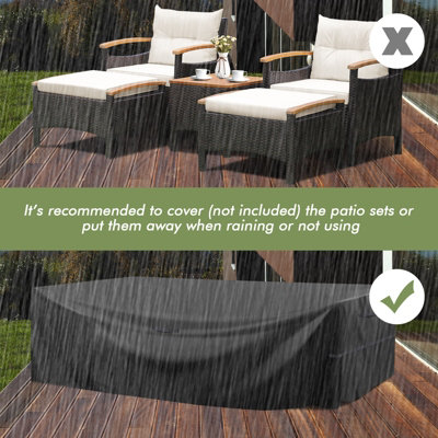 Costway 5 Piece Patio Rattan Furniture Set Wicker Lounge Chair and Ottoman Set W/ Table - 9