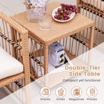Costway 5 Piece Patio Wicker Sofa Set Outdoor Rattan Conversation Set w/ Seat Cushions - 7