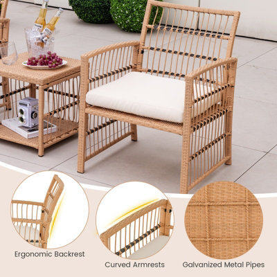 Costway 5 Piece Patio Wicker Sofa Set Outdoor Rattan Conversation Set w/ Seat Cushions - 8