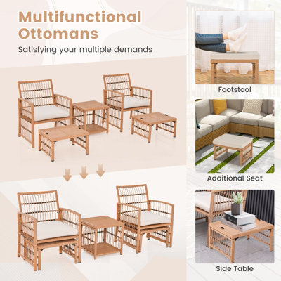 Costway 5 Piece Patio Wicker Sofa Set Outdoor Rattan Conversation Set w/ Seat Cushions - 9