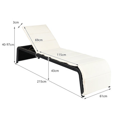 Costway 5-Position Adjustable Rattan Chair with Thick Cushion Outdoor