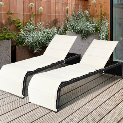 Costway 5-Position Adjustable Rattan Chair with Thick Cushion Outdoor - 3