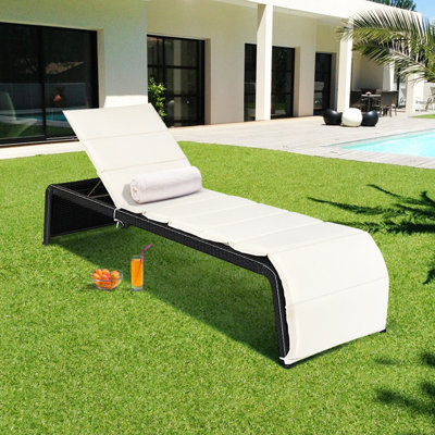 Costway 5-Position Adjustable Rattan Chair with Thick Cushion Outdoor - 4
