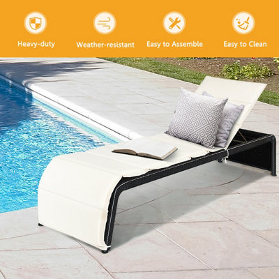 Costway 5-Position Adjustable Rattan Chair with Thick Cushion Outdoor - 7