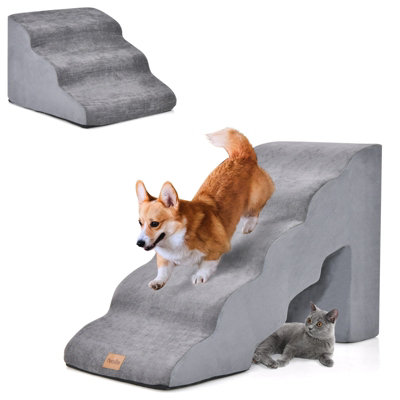 Costway 5-Tier & 3-Tier Dog Stairs Foam Dog Ramp Non-Slip Pet Ladder High-Density Sponge
