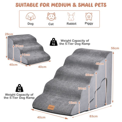 Costway 5-Tier & 3-Tier Dog Stairs Foam Dog Ramp Non-Slip Pet Ladder High-Density Sponge