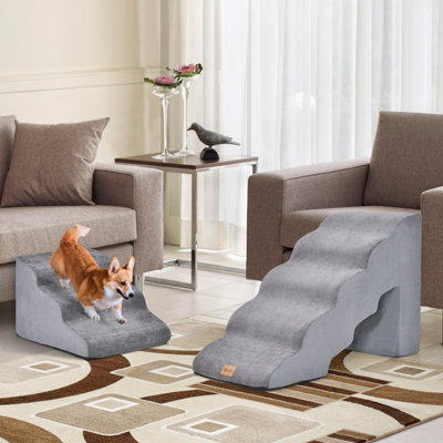 Costway 5-Tier & 3-Tier Dog Stairs Foam Dog Ramp Non-Slip Pet Ladder High-Density Sponge - 4