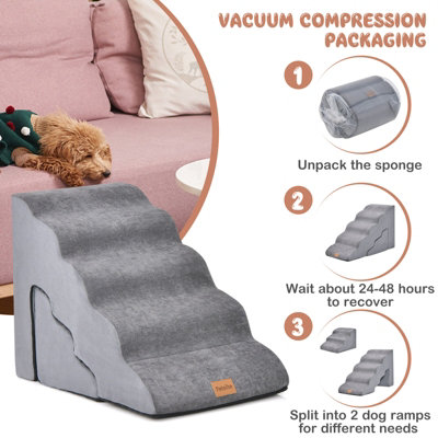 Costway 5-Tier & 3-Tier Dog Stairs Foam Dog Ramp Non-Slip Pet Ladder High-Density Sponge - 7
