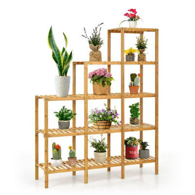 Costway 5-Tier Bamboo Plant Holder Stand Plant Shelf Storage Organizer ...