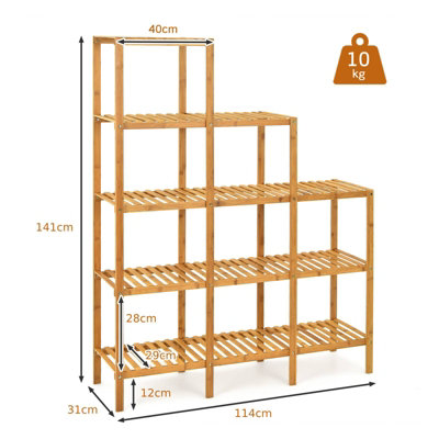 Costway 5-Tier Bamboo Plant Holder Stand Plant Shelf Storage Organizer Display Rack