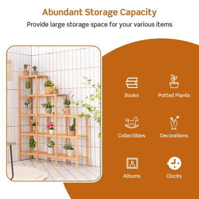 Costway 5-Tier Bamboo Plant Holder Stand Plant Shelf Storage Organizer ...