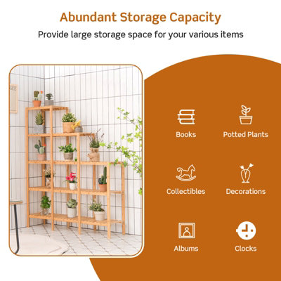 Costway 5-Tier Bamboo Plant Holder Stand Plant Shelf Storage Organizer Display Rack