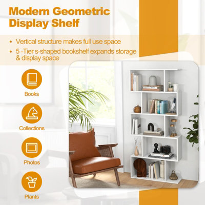 TANGKULA 4-Tier Ladder Shelf Bookcase Leaning Free Standing
