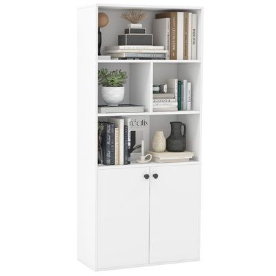Costway 5-Tier Bookcase with Double Doors 155 CM Tall
