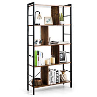 Costway 5-Tier Bookshelf Industrial Bookcase Freestanding Storage Display Shelf