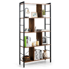 Costway 5-Tier Bookshelf Industrial Bookcase Freestanding Storage Display Shelf